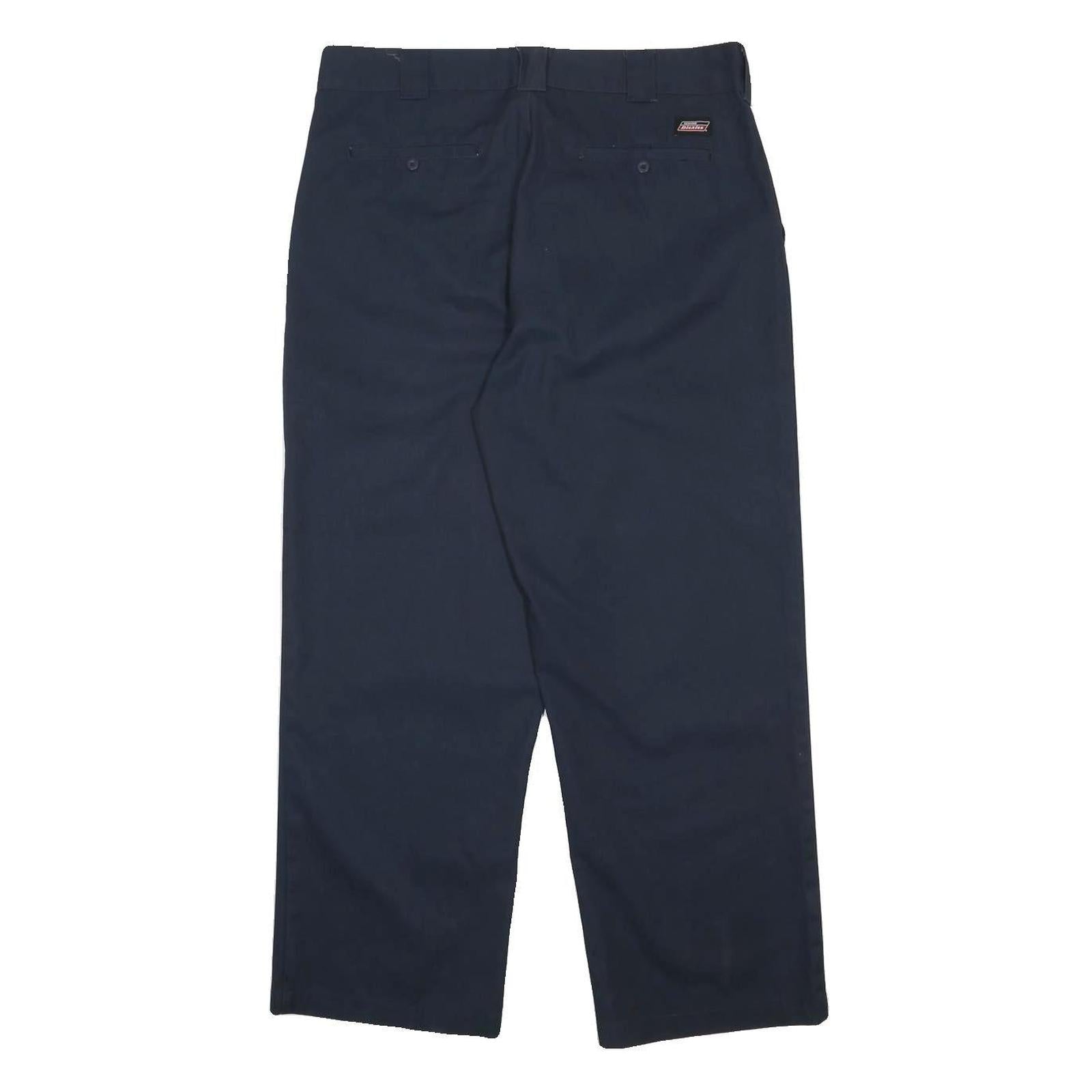 DICKIES Mens Relaxed Navy Blue Cotton Blend Trousers W38 L30 Workwear Zip
