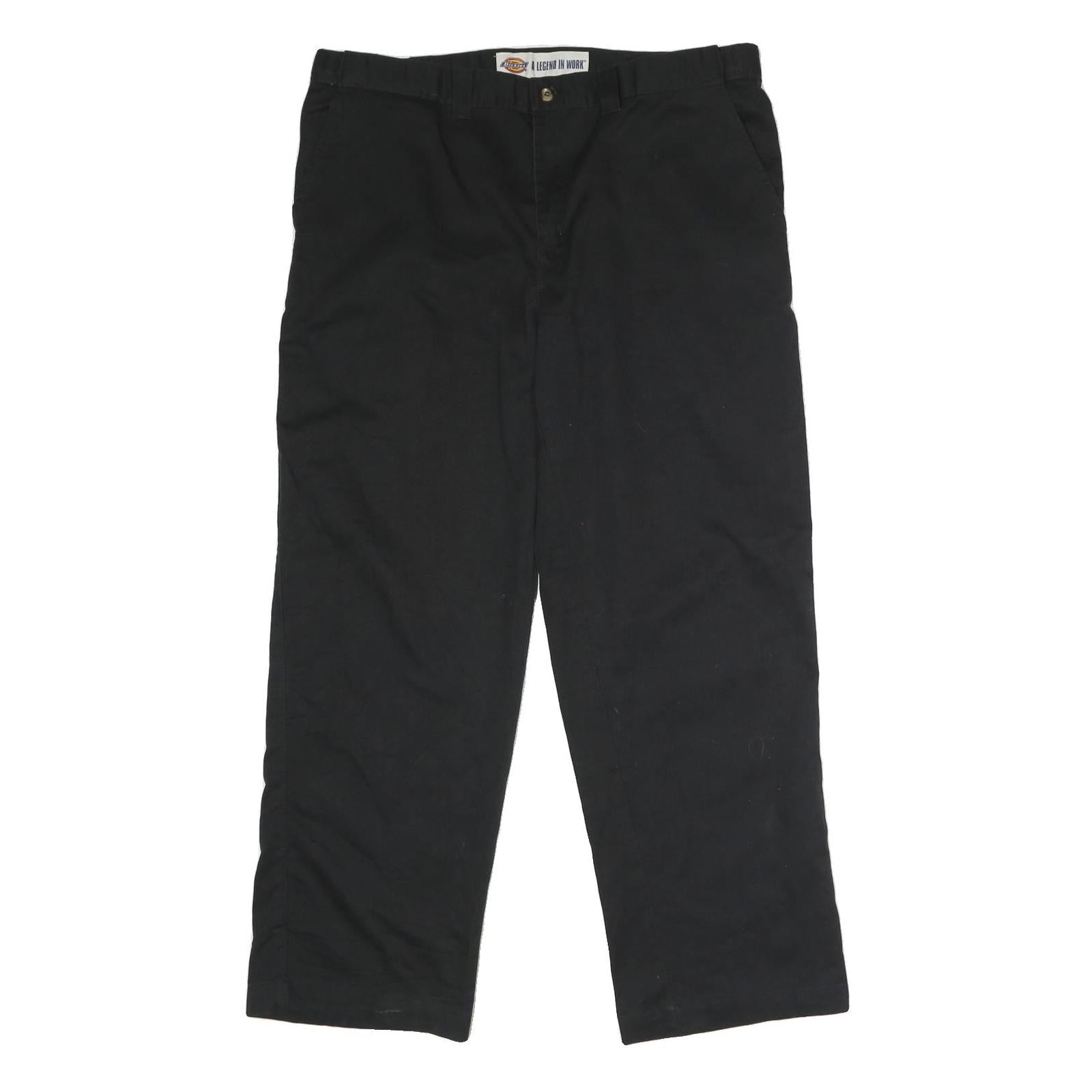 DICKIES Mens Black Classic Straight Trousers W36 L30 Workwear Zip Polyester