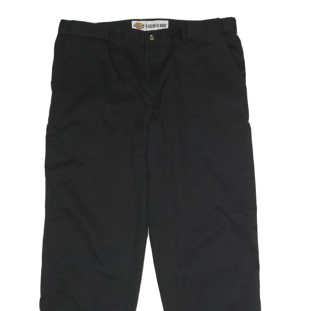 DICKIES Mens Black Classic Straight Trousers W36 L30 Workwear Zip Polyester