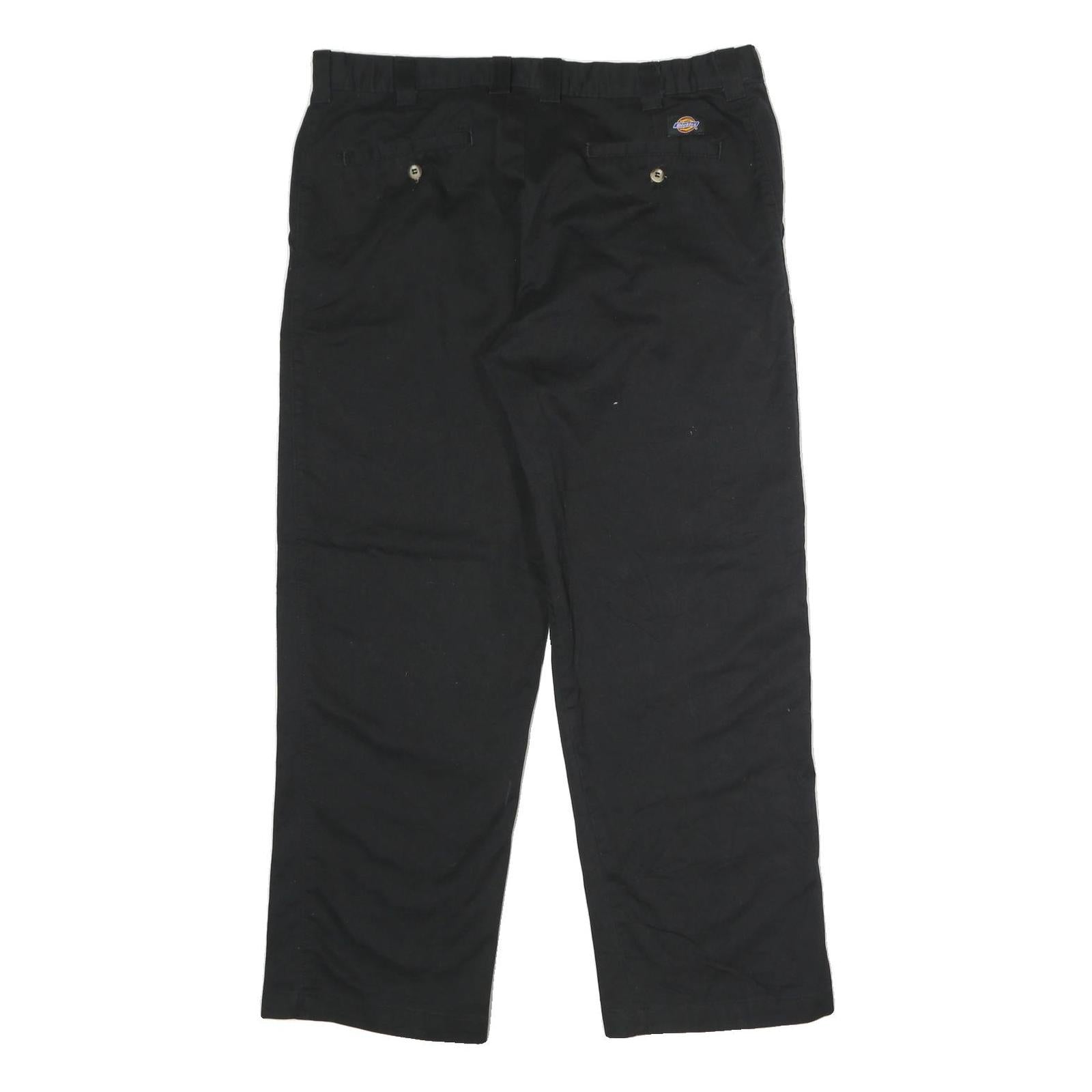 DICKIES Mens Black Classic Straight Trousers W36 L30 Workwear Zip Polyester