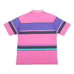 FILA Mens Pink & Purple Cotton Blend Short Sleeve Stripe M Polo Shirt Casual