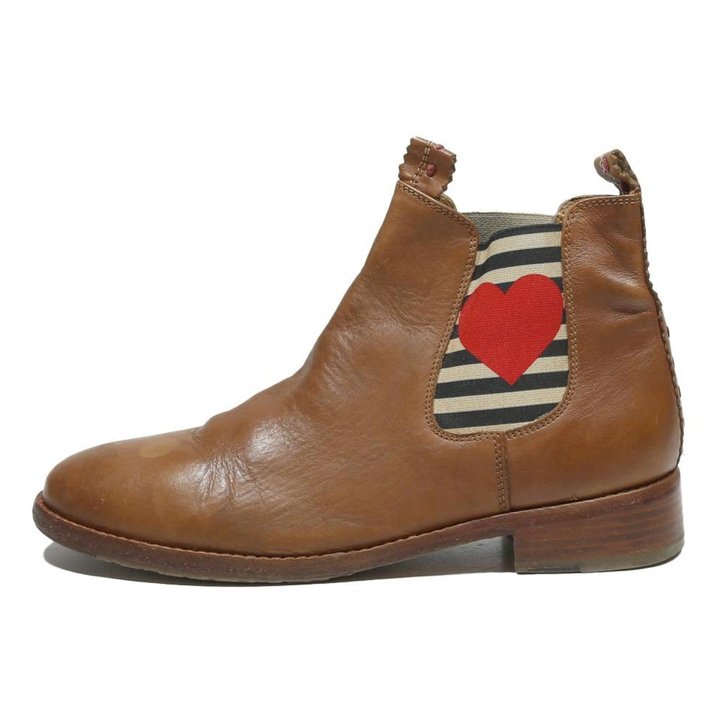 CRICKIT Womens Ankle Boots Leather Brown UK 7 Heart Print Casual Fashion