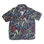 BATICK BAY Mens Blue & Red Pattern Cotton Shirt XL Tropical Print Casual