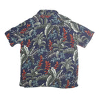 BATICK BAY Mens Blue & Red Pattern Cotton Shirt XL Tropical Print Casual
