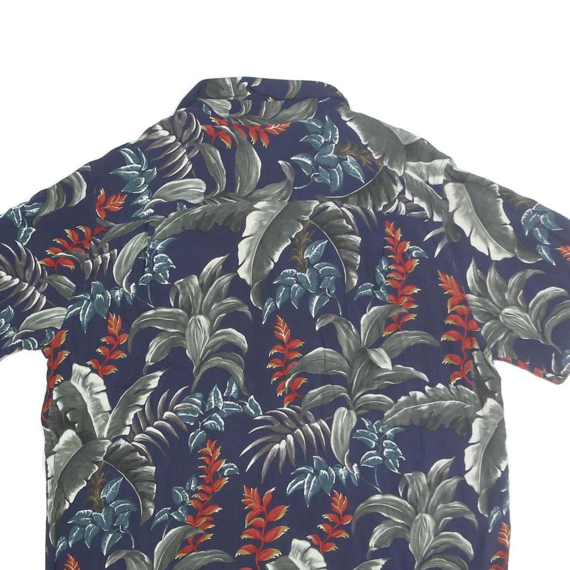 BATICK BAY Mens Blue & Red Pattern Cotton Shirt XL Tropical Print Casual
