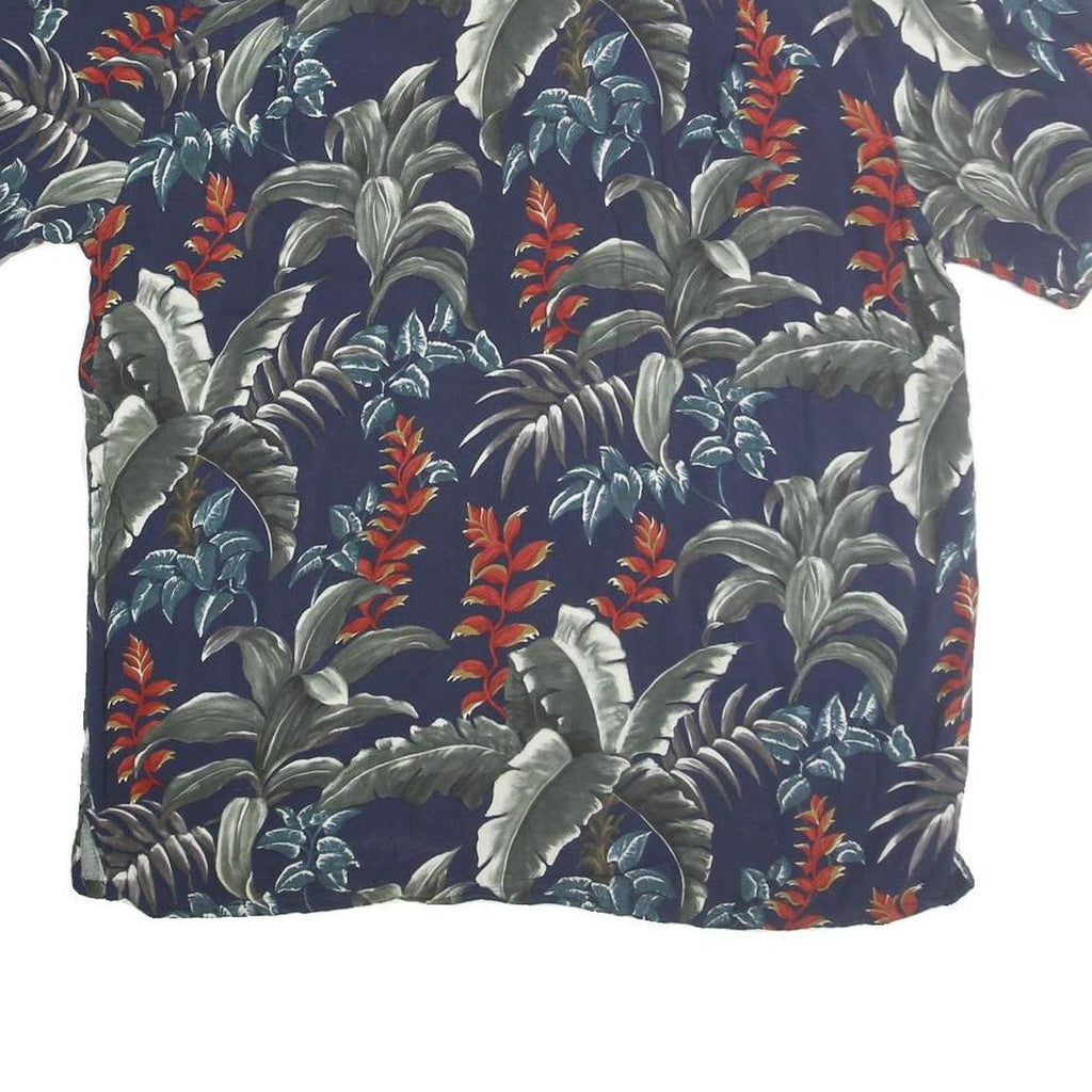 BATICK BAY Mens Blue & Red Pattern Cotton Shirt XL Tropical Print Casual