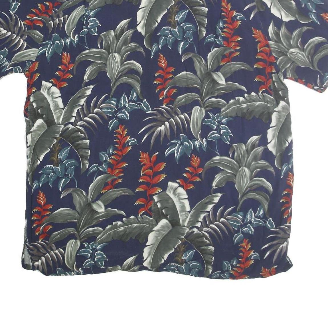 BATICK BAY Mens Blue & Red Pattern Cotton Shirt XL Tropical Print Casual