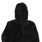 ELLESSE Womens Black Hoodie UK 6 Polyester Blend Faux Fur Full Zip Casual