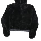 ELLESSE Womens Black Hoodie UK 6 Polyester Blend Faux Fur Full Zip Casual
