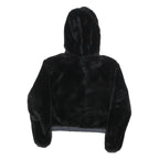 ELLESSE Womens Black Hoodie UK 6 Polyester Blend Faux Fur Full Zip Casual