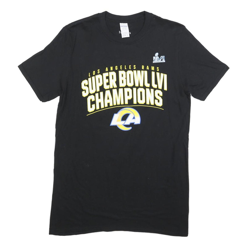 GILDAN Mens Black Los Angeles Rams Super Bowl LVI Champions Graphic T-Shirt M