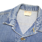 LEE Mens Blue Denim Jacket L Cotton Blend Button Closure Shark Face Print
