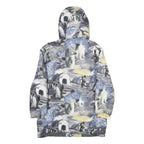 Womens Grey & Blue Arctic Animal Printed Jacket M Polyester Zip Hooded