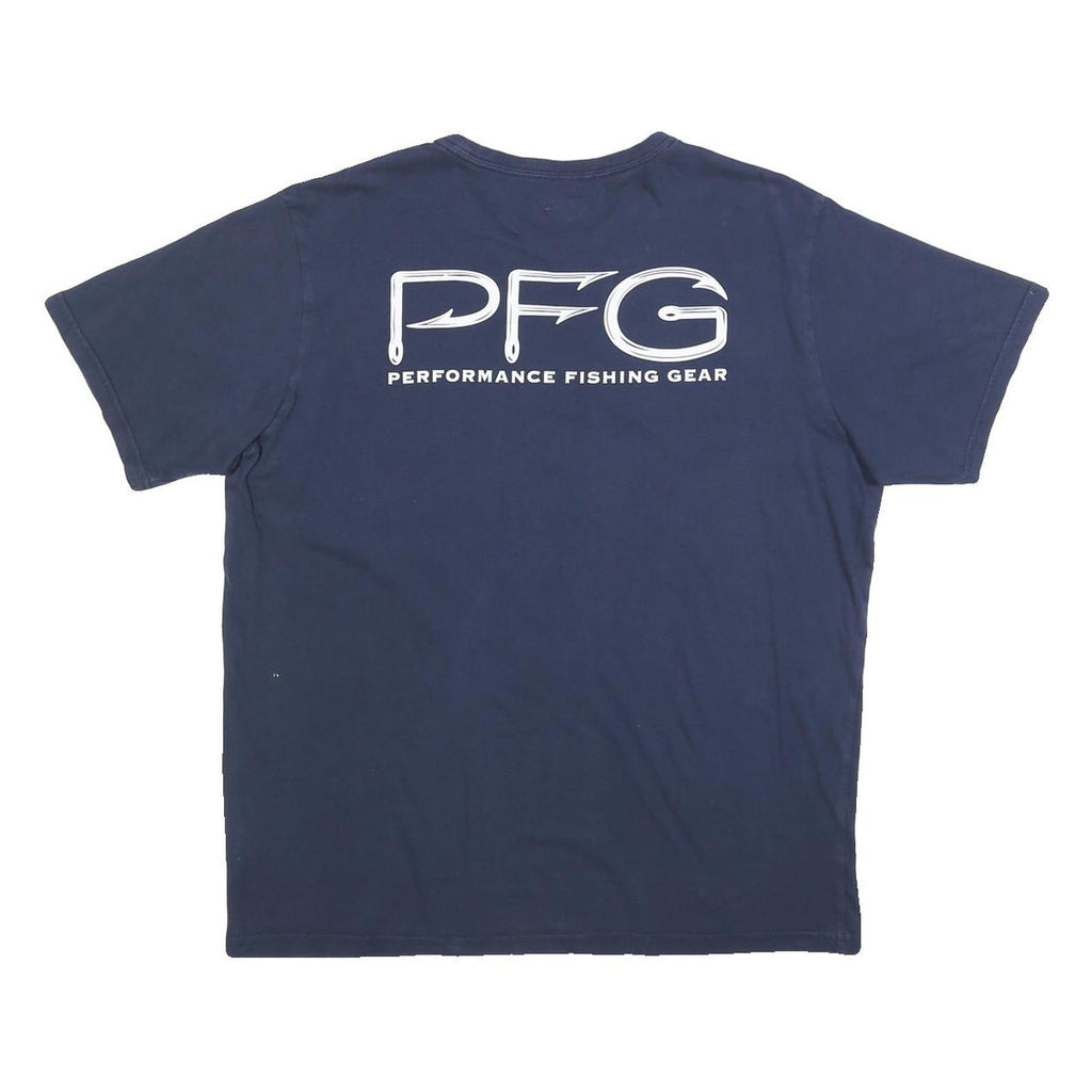 COLUMBIA Mens Blue PFG Graphic T-Shirt L Short Sleeve Crew Neck Performance