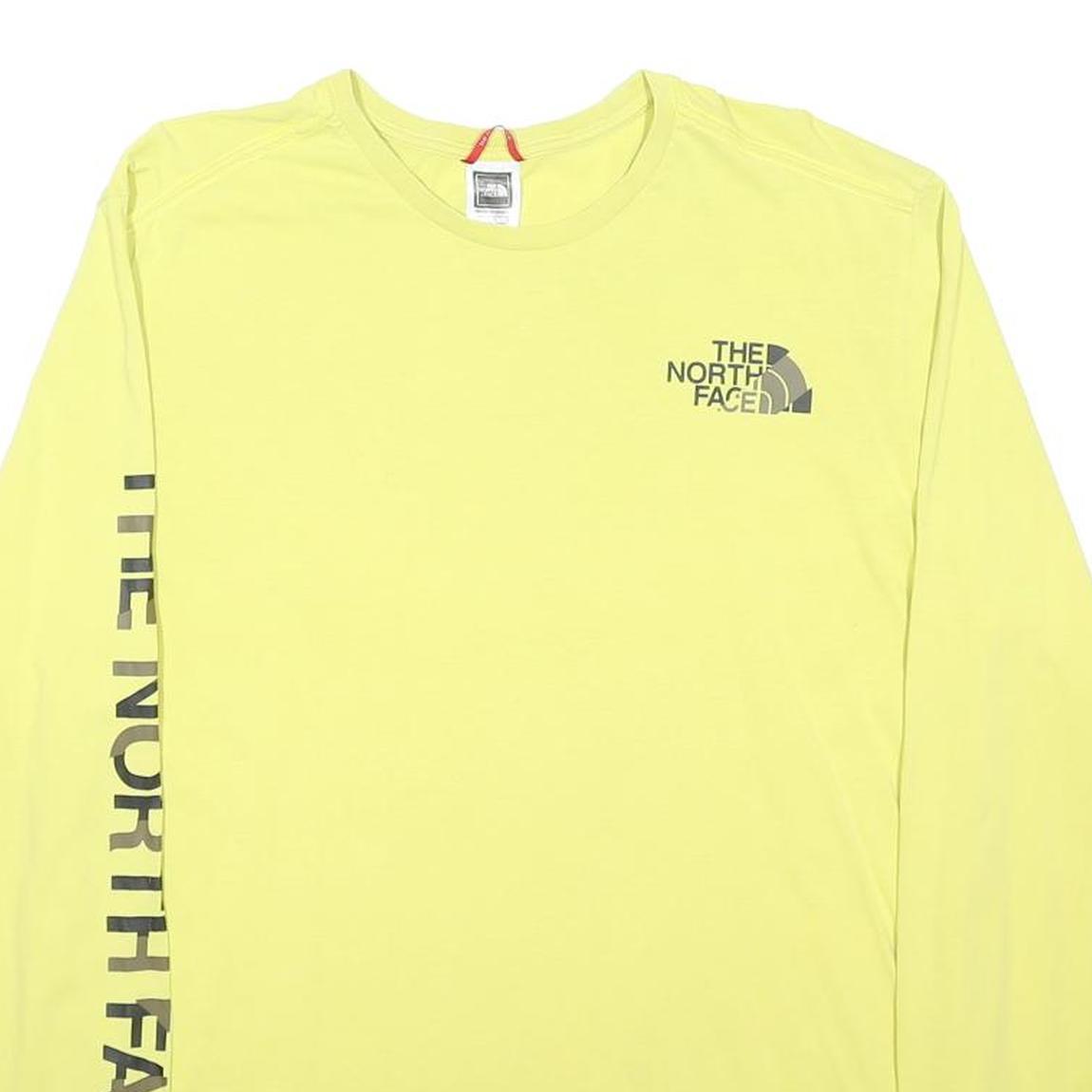 THE NORTH FACE Mens Yellow Graphic T-Shirt L Long Sleeve Crew Neck Outdoor