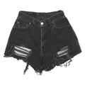 LEVI'S Womens Shorts Black Casual Denim Distressed XS W24 Frayed Edge