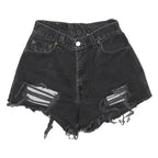 LEVI'S Womens Shorts Black Casual Denim Distressed XS W24 Frayed Edge