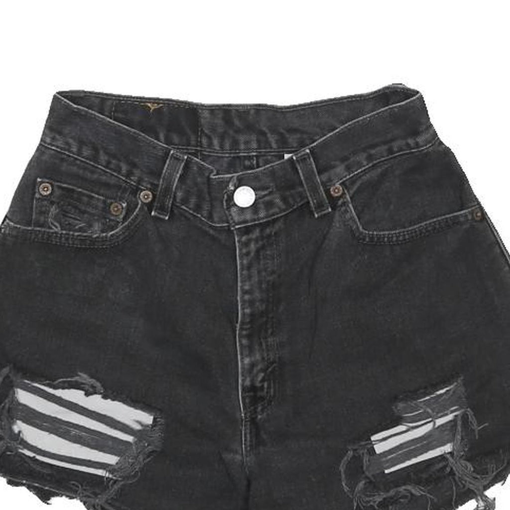 LEVI'S Womens Shorts Black Casual Denim Distressed XS W24 Frayed Edge