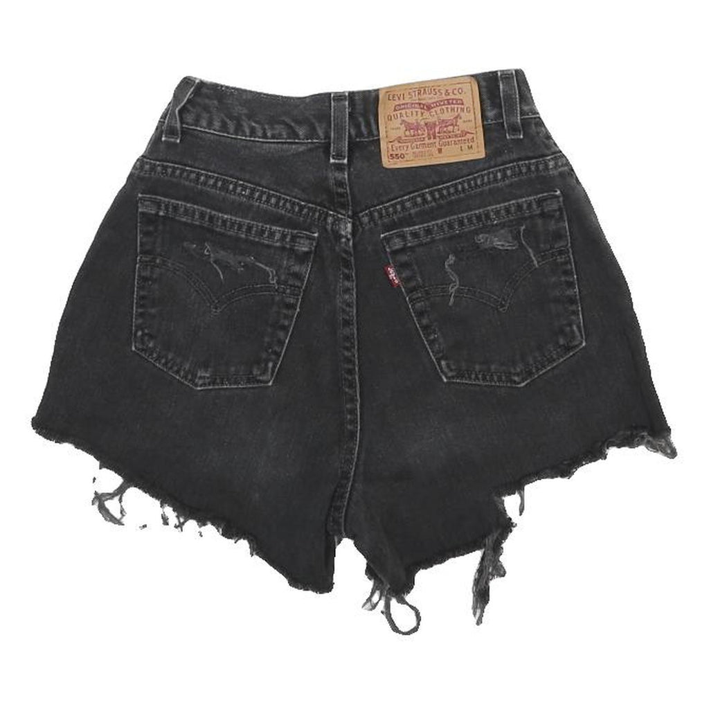 LEVI'S Womens Shorts Black Casual Denim Distressed XS W24 Frayed Edge