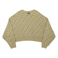 NIKE Womens Beige Cotton Blend Crew Neck M Logo Print Cropped Sweatshirt