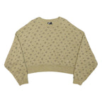 NIKE Womens Beige Cotton Blend Crew Neck M Logo Print Cropped Sweatshirt