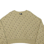 NIKE Womens Beige Cotton Blend Crew Neck M Logo Print Cropped Sweatshirt