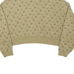 NIKE Womens Beige Cotton Blend Crew Neck M Logo Print Cropped Sweatshirt