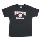 JERZEES Mens Black Wapakoneta Baseball Graphic T-Shirt XL Short Sleeve Crew Neck