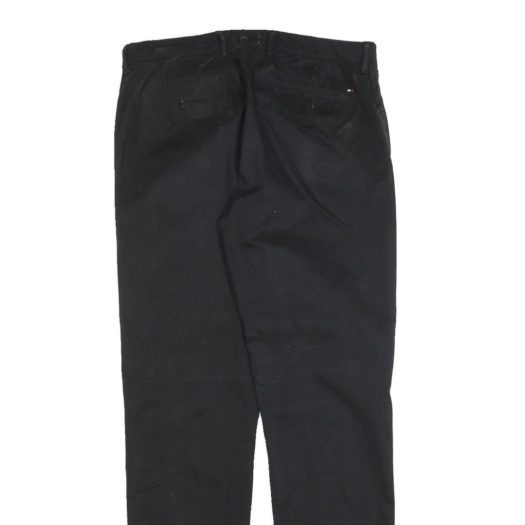 TOMMY HILFIGER Mens Cotton Blend Black Regular Fit Straight Leg Trousers W32 L34