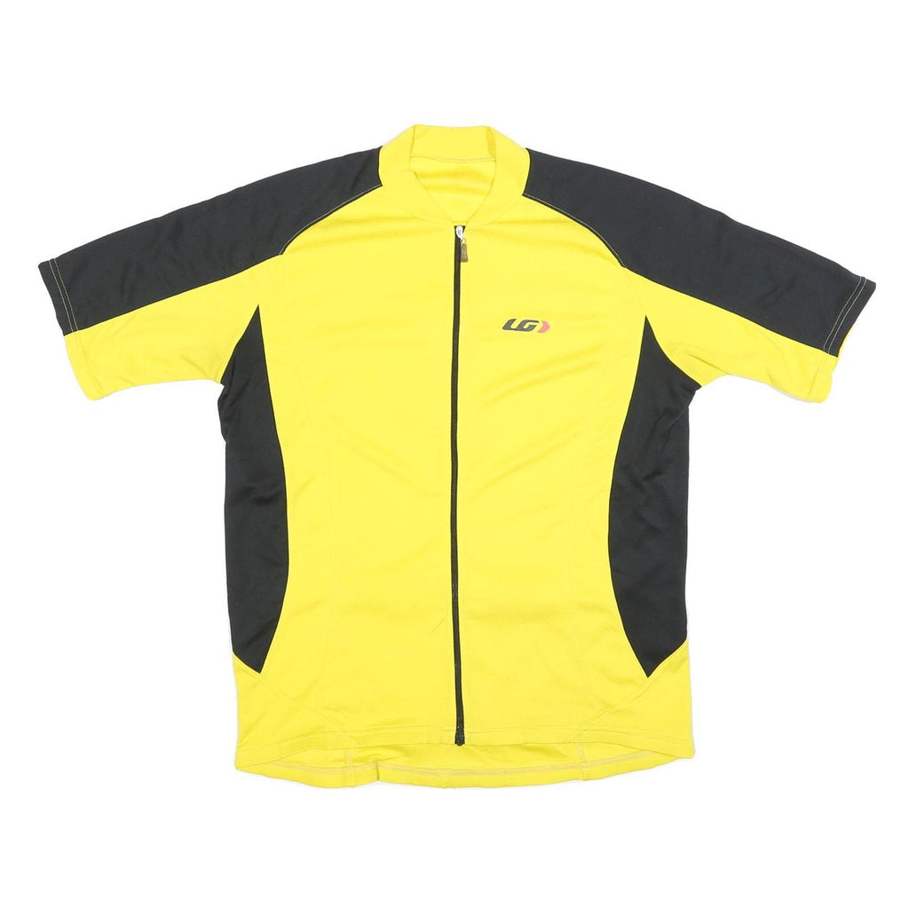 LG Mens Yellow & Black Zip Front Cycling T-Shirt L Short Sleeve Crew Neck