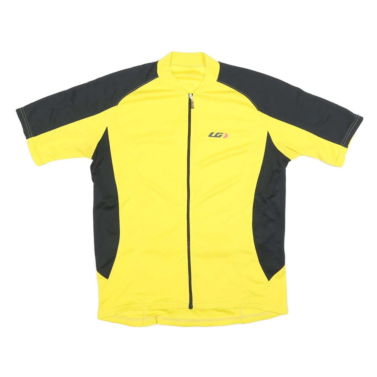 LG Mens Yellow & Black Zip Front Cycling T-Shirt L Short Sleeve Crew Neck