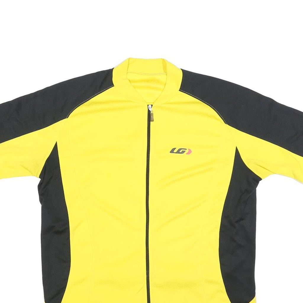 LG Mens Yellow & Black Zip Front Cycling T-Shirt L Short Sleeve Crew Neck