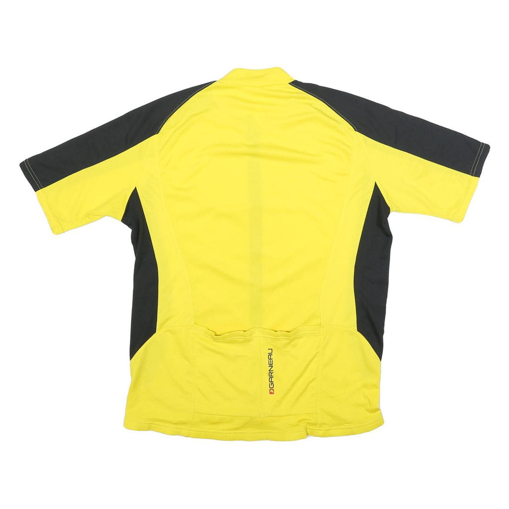 LG Mens Yellow & Black Zip Front Cycling T-Shirt L Short Sleeve Crew Neck
