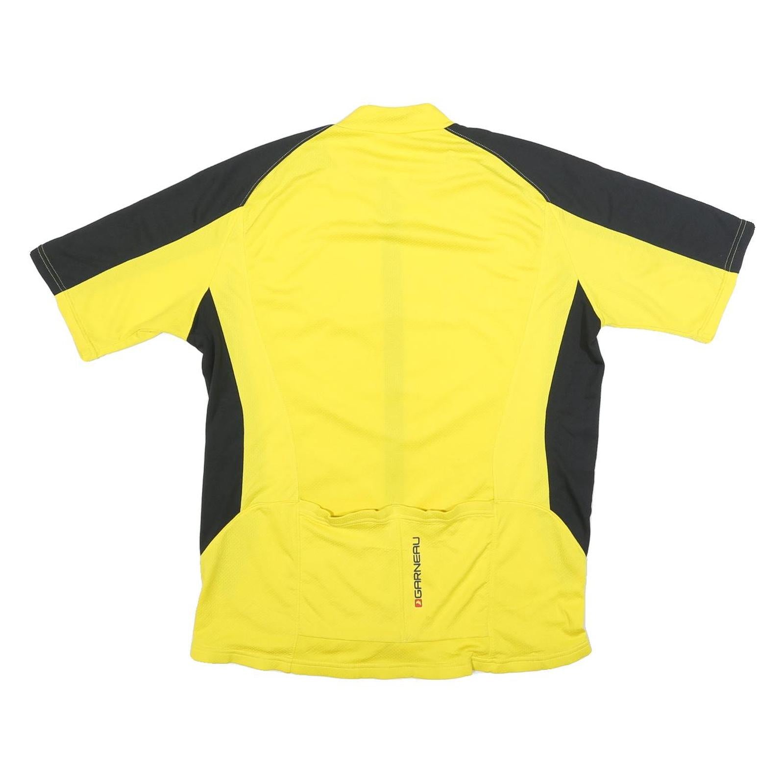 LG Mens Yellow & Black Zip Front Cycling T-Shirt L Short Sleeve Crew Neck