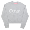 CALVIN KLEIN Womens Grey Sweatshirt Crew Neck L Cotton Blend Pullover Casual