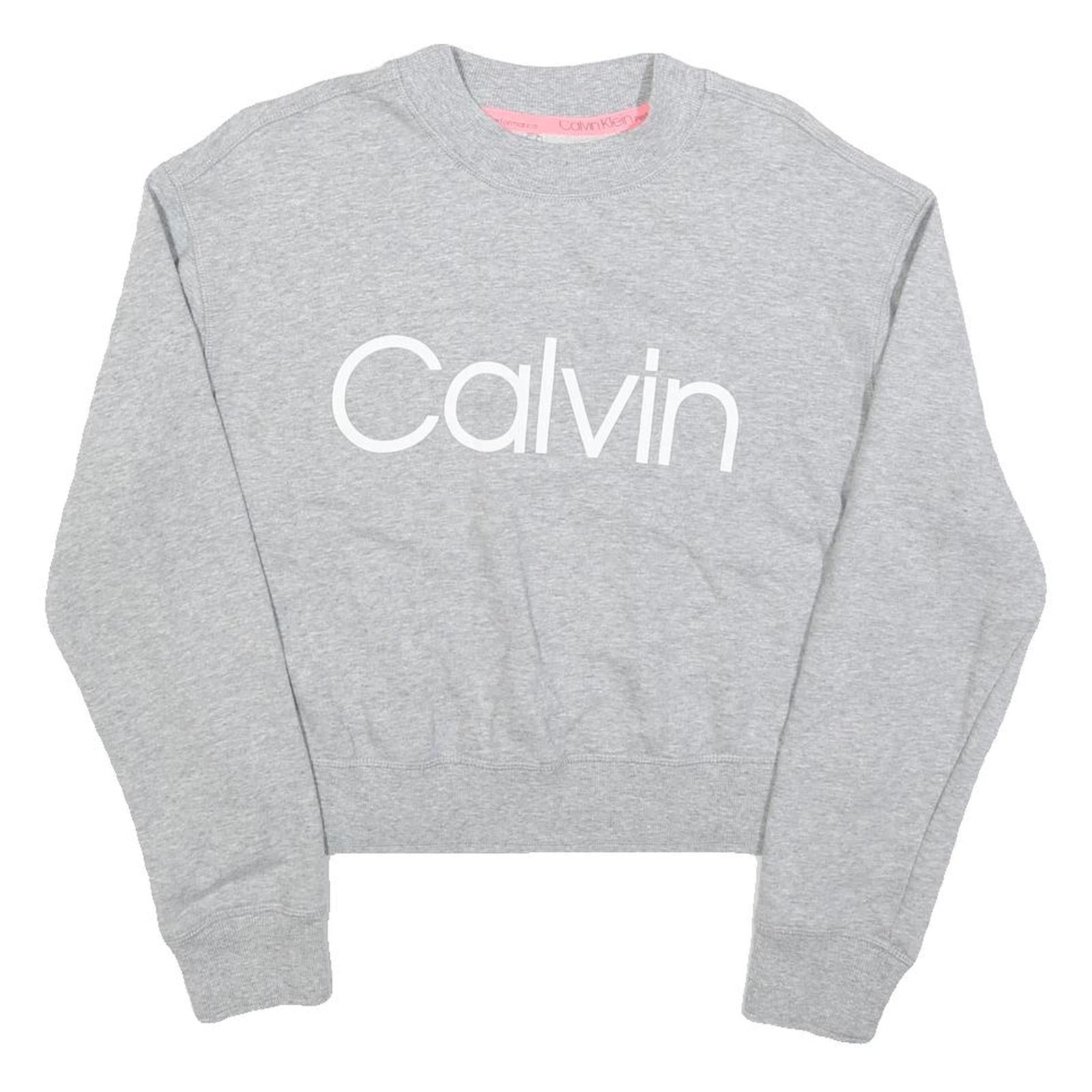 CALVIN KLEIN Womens Grey Sweatshirt Crew Neck L Cotton Blend Pullover Casual
