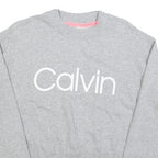 CALVIN KLEIN Womens Grey Sweatshirt Crew Neck L Cotton Blend Pullover Casual