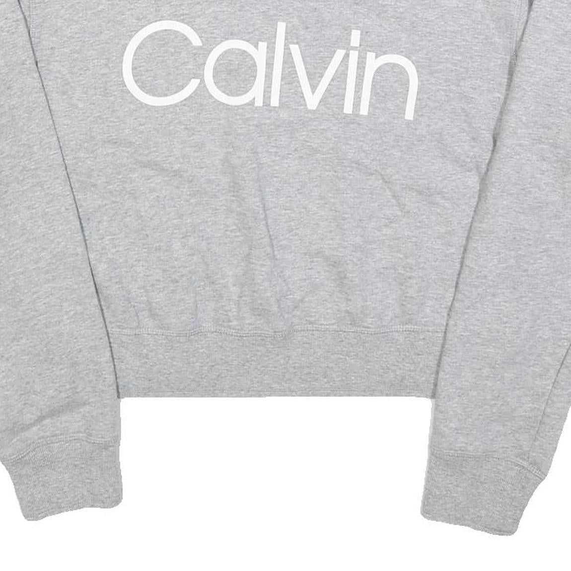 CALVIN KLEIN Womens Grey Sweatshirt Crew Neck L Cotton Blend Pullover Casual