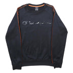 CHAMPION Mens Black & Orange Logo Crew Neck S Sweatshirt Polyester Blend Casual