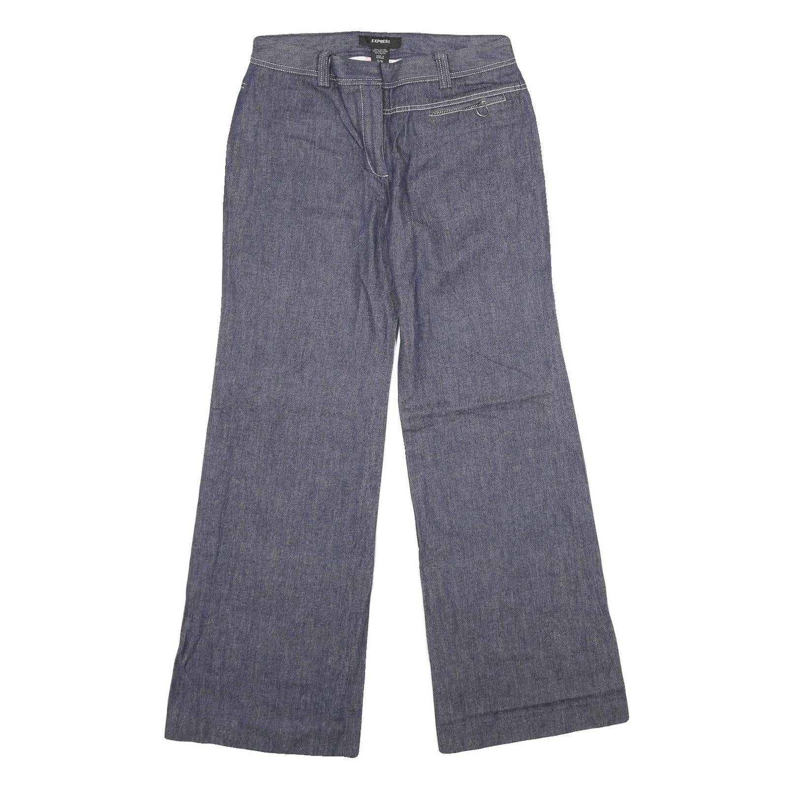 EXPRESS Womens Regular Fit Blue Denim Straight Jeans W28 L32 Zip Closure