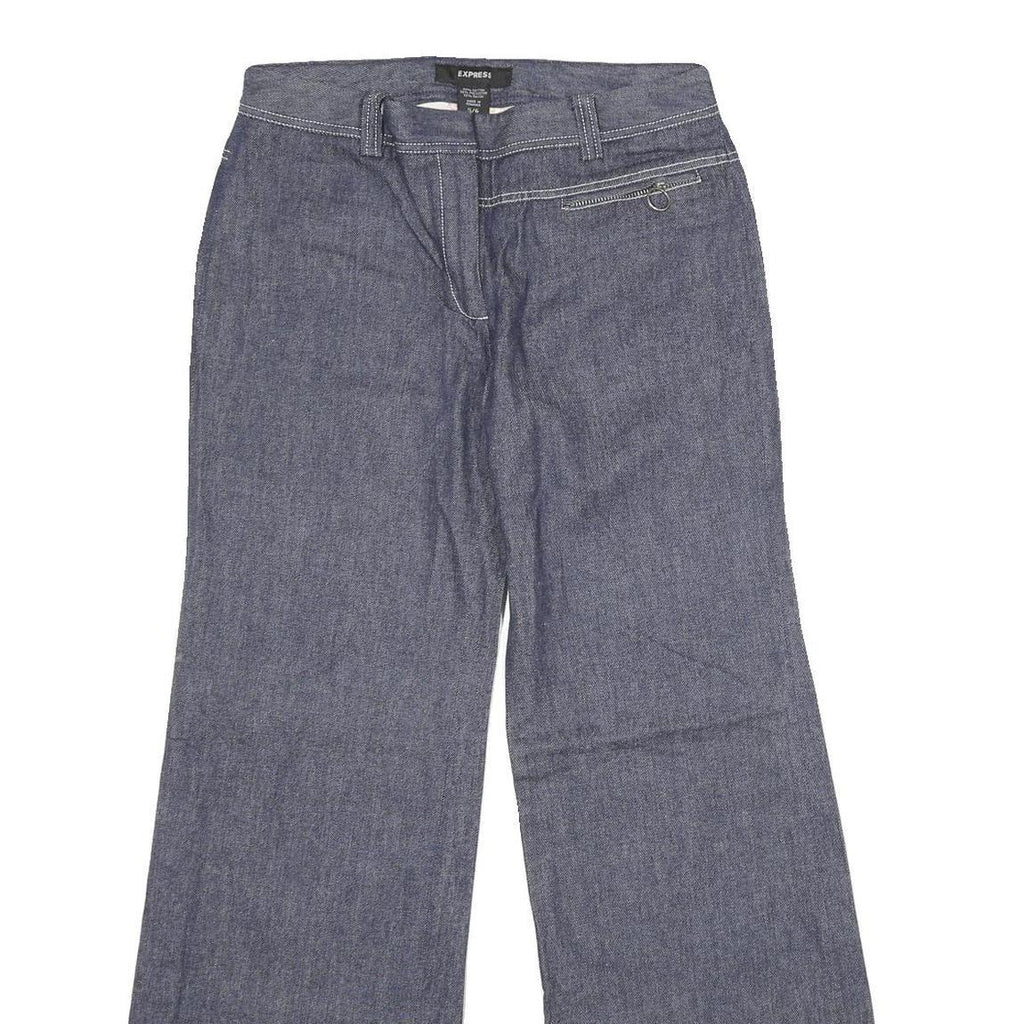 EXPRESS Womens Regular Fit Blue Denim Straight Jeans W28 L32 Zip Closure
