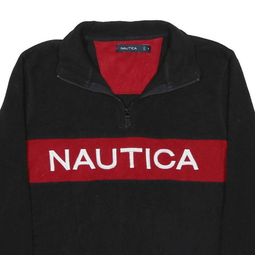 NAUTICA Womens Black & Red Plain Pullover Jumper S Polyester Crew Neck Casual