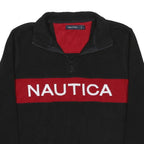 NAUTICA Womens Black & Red Plain Pullover Jumper S Polyester Crew Neck Casual