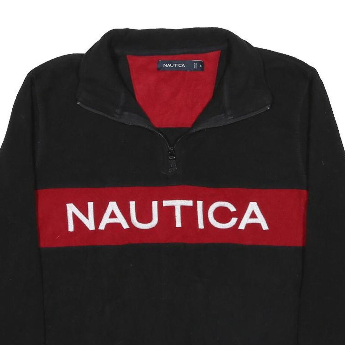 NAUTICA Womens Black & Red Plain Pullover Jumper S Polyester Crew Neck Casual