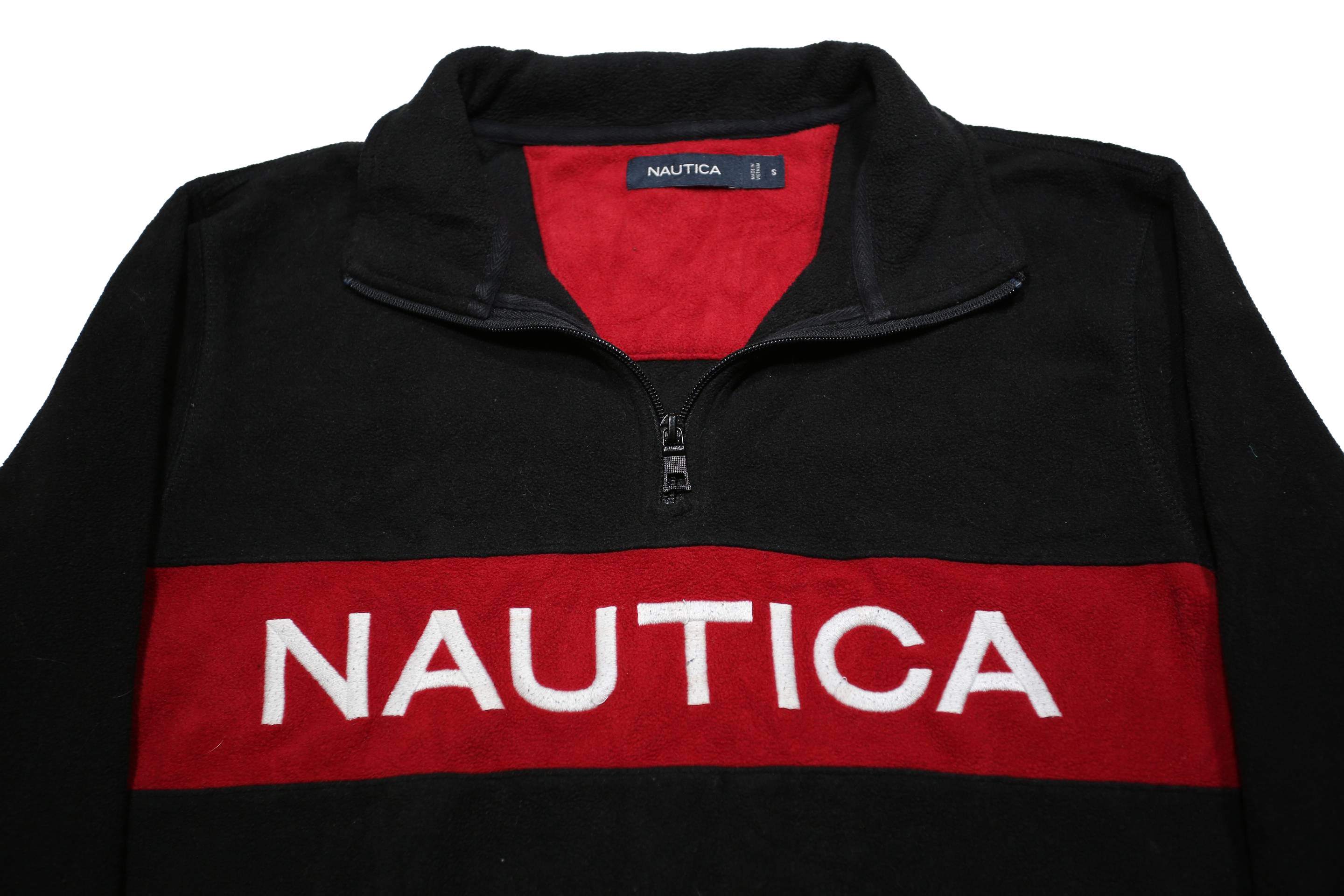 NAUTICA Womens Black & Red Plain Pullover Jumper S Polyester Crew Neck Casual
