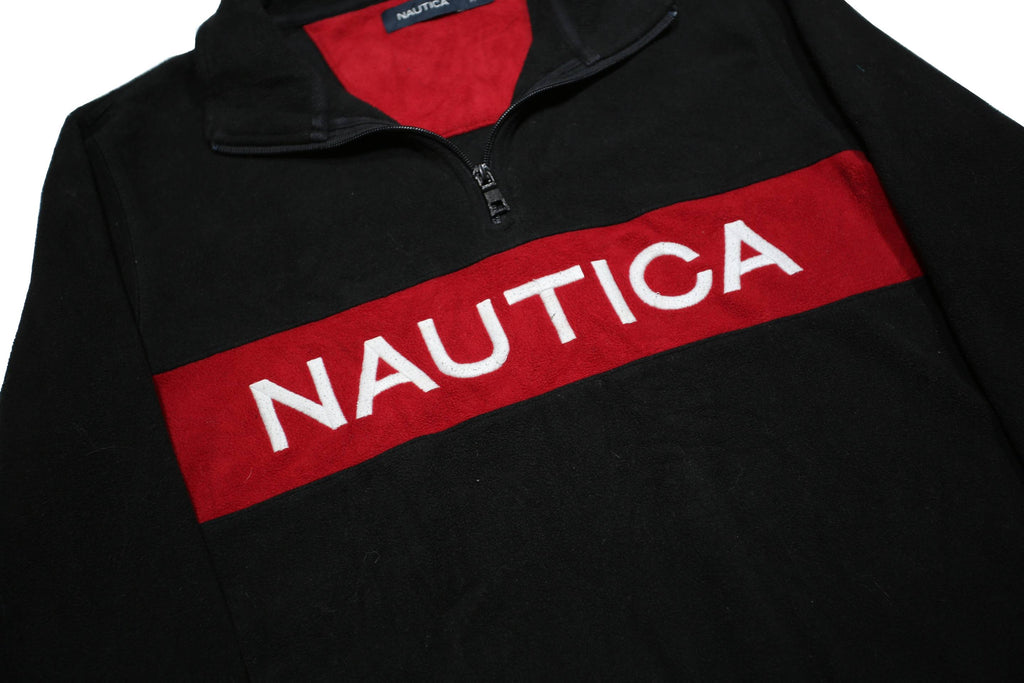 NAUTICA Womens Black & Red Plain Pullover Jumper S Polyester Crew Neck Casual