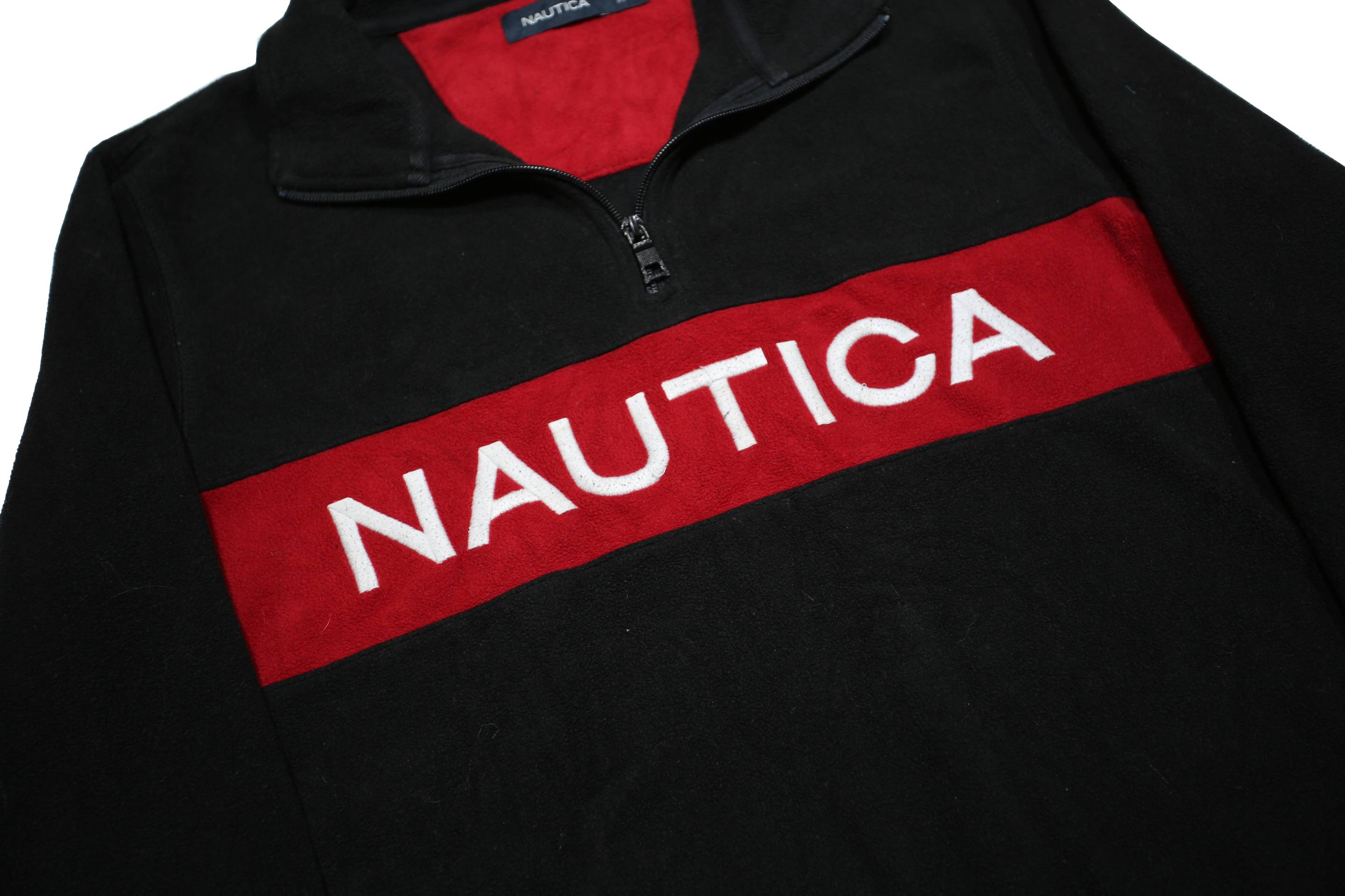 NAUTICA Womens Black & Red Plain Pullover Jumper S Polyester Crew Neck Casual