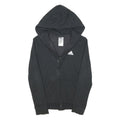 ADIDAS Womens Black Hoodie UK 6 Cotton Blend Full Zip Sportswear