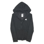 ADIDAS Womens Black Hoodie UK 6 Cotton Blend Full Zip Sportswear
