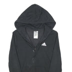 ADIDAS Womens Black Hoodie UK 6 Cotton Blend Full Zip Sportswear